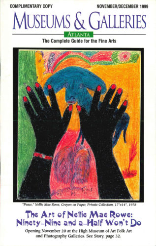 Cover of Museums and Galleries guide, Atlanta edition, featuring Nellie Mae Rowe's work Untitled (Peace).