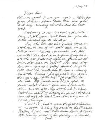First page of handwritten letter from Ned Cartledge addressed to Lee and dated December 4, 1999.
