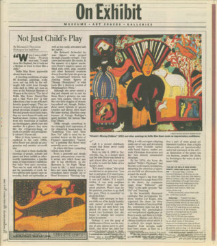 The Washington Post review, July 9, 1999, of the exhibition The Art of Nellie Mae Rowe: Ninety-Nine and a Half Won't Do. Features Rowe's works Atlanta's Missing Children and Black Fish.